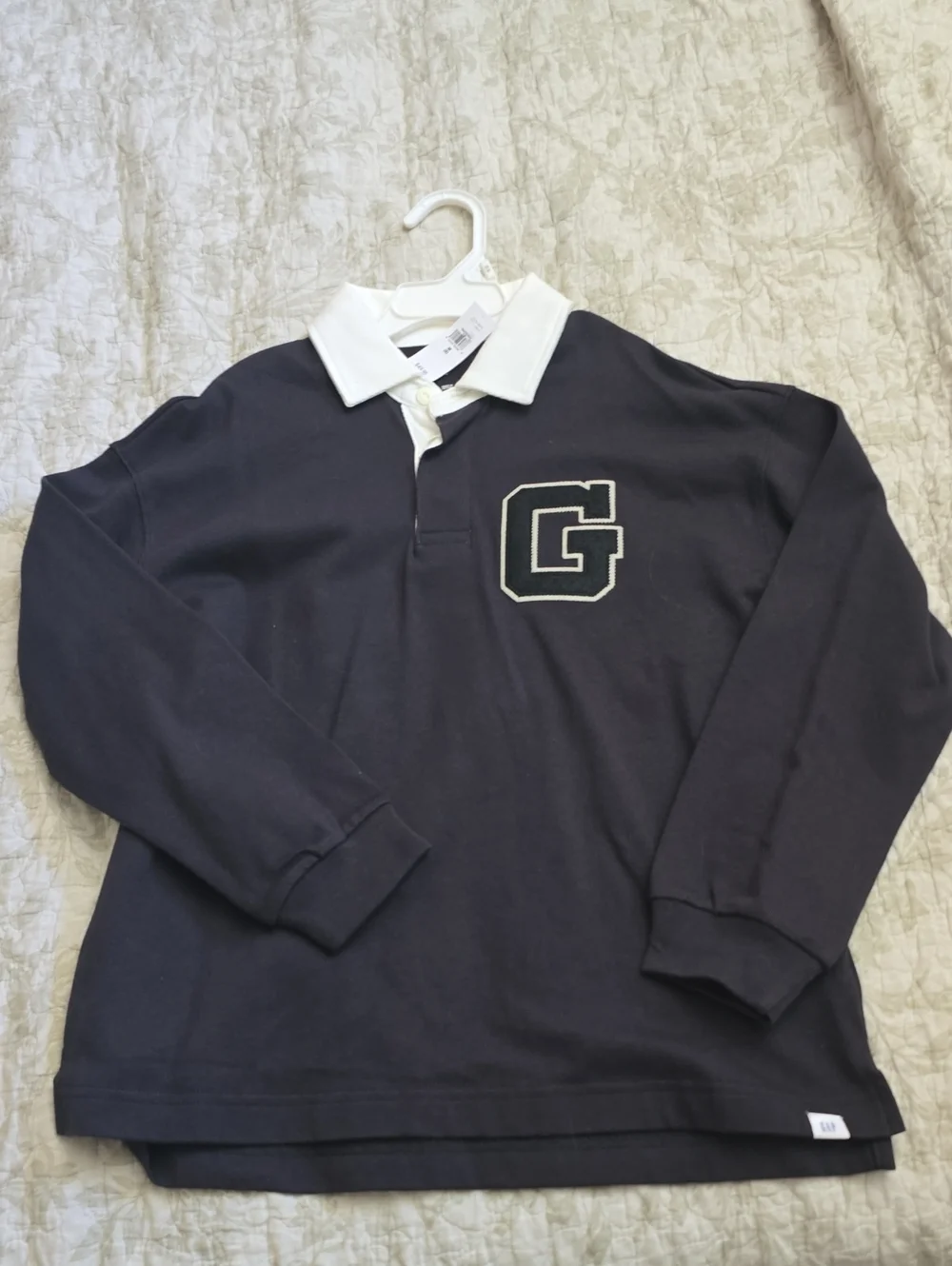 GAP Black Rugby Polo with White Collar New